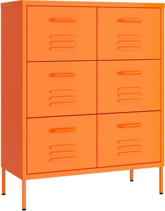 vidaXL Ladekast - Staal - Oranje - 80x35x101,5 cm