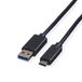 ROLINE USB 3.2 Gen 1 kabel, USB A-C, ST/ST, zwart, 3 m