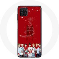 Maniacase Hoesje voor Samsung Galaxy A12 BTS Bangtan Boys Rode Achtergrond Kerstcadeau 2023