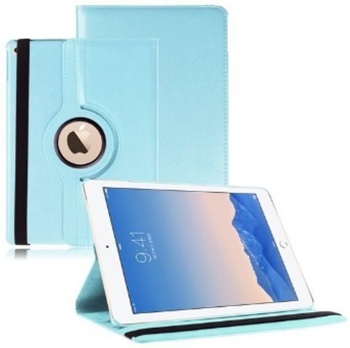 iPad Air 2 Hoes Cover Multi-stand Case 360 graden draaibare Beschermhoes licht blauw