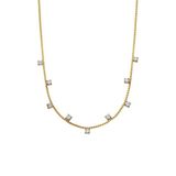 Lucardi Dames Stainless steel goldplated ketting zonder hanger met zirkonia voor dames - Ketting - Staal - Goudkleurig - 47 cm
