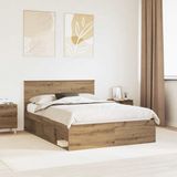 vidaXL Bedframe Artisanaal Eiken 140 x 190 cm Massief Grenenhout