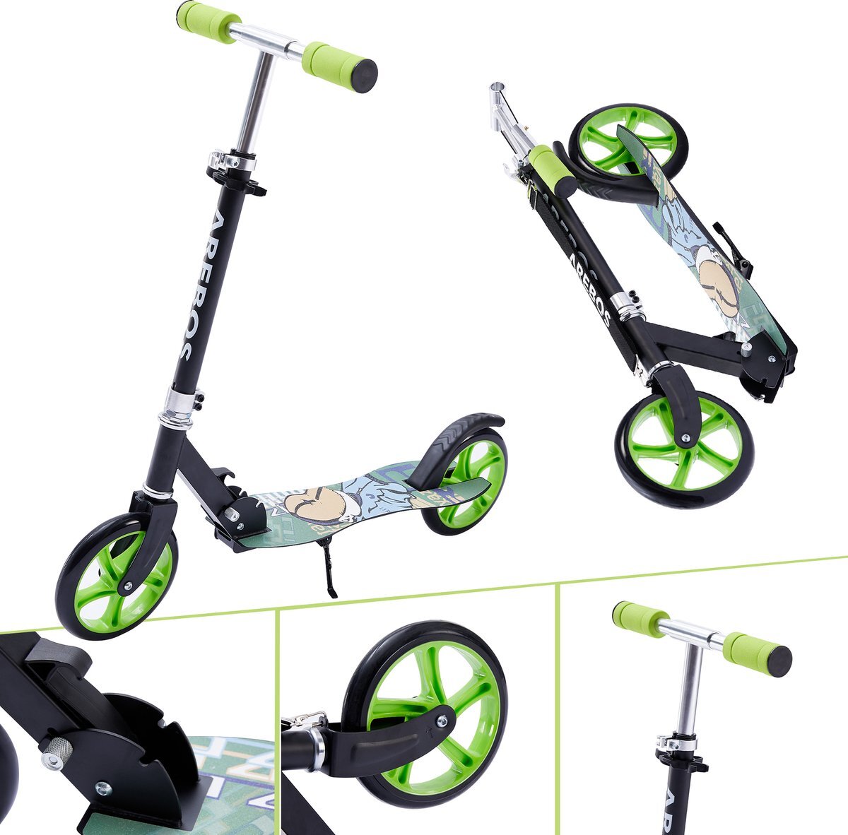 Arebos Step Step City Step Kinderscooter Volwassenen Step Groen