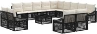 vidaXL Tuinbank - Set - 14 - st - Zwart - poly - rattan