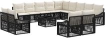 vidaXL Banc de jardin - Set - 14 - pièces - Noir - poly - rotin