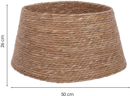 Mica Decorations Kerstboomrok H26 x D50 cm - Kerstboommand - Bruin - Gevlochten Zeegras