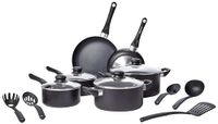 Amazon Basics Ceramic Non-Stick Cookware 15-Piece Set, Pots, Pans and Utensils, Black