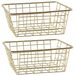 Merkloos / Sans marque Svenska Living Draadmand - Set van 4x stuks - goudkleurig - 20 x 15 x 8 cm - opbergmand - Keukenmandjes/sokkenmandjes