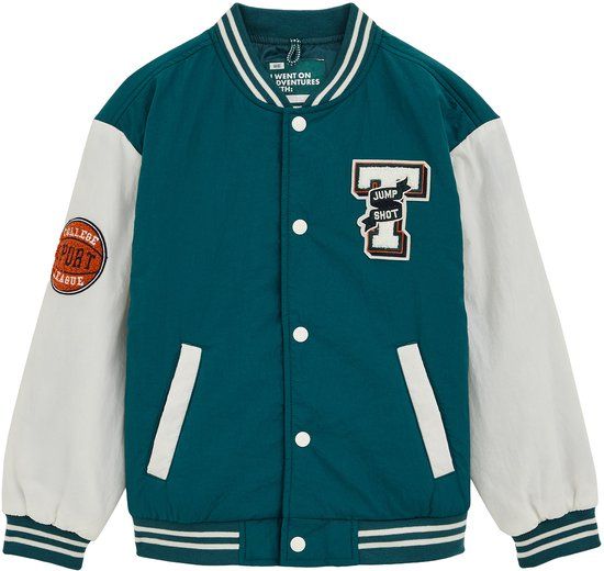 WE Fashion Jongens bomberjack met embroideries - Dark green - 146/152