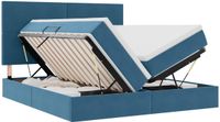 vidaXL - Opbergbed - met hoofdeinde - Donkerblauw - 200 x 200 cm - Fluweel