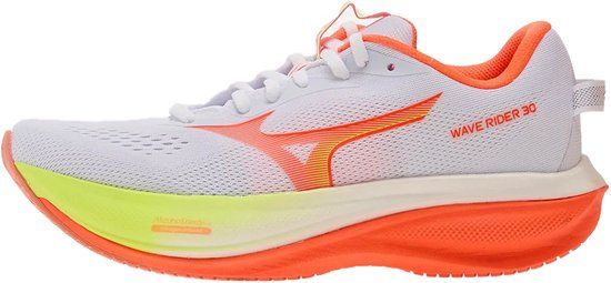 Mizuno Women Wave Rider 30 Hardloopschoen J1GM262071 White/Flamingo Coarl/Lime Plump