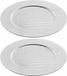 8x Assiettes de présentation rondes de luxe aspect cuir argenté 33 cm