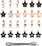 Rayher Adventskalender ster 1-24 op klem, kleurrijk, 2,9x3,6cm, m. koord, SB-Btl. 1Set, 46608999, natuur, 27