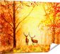 Gards Poster de jardin Cerfs dessinés dans la forêt - Automne - 120x90 cm - Toile de jardin - Décoration de jardin - Décoration murale extérieure - Peinture de jardin