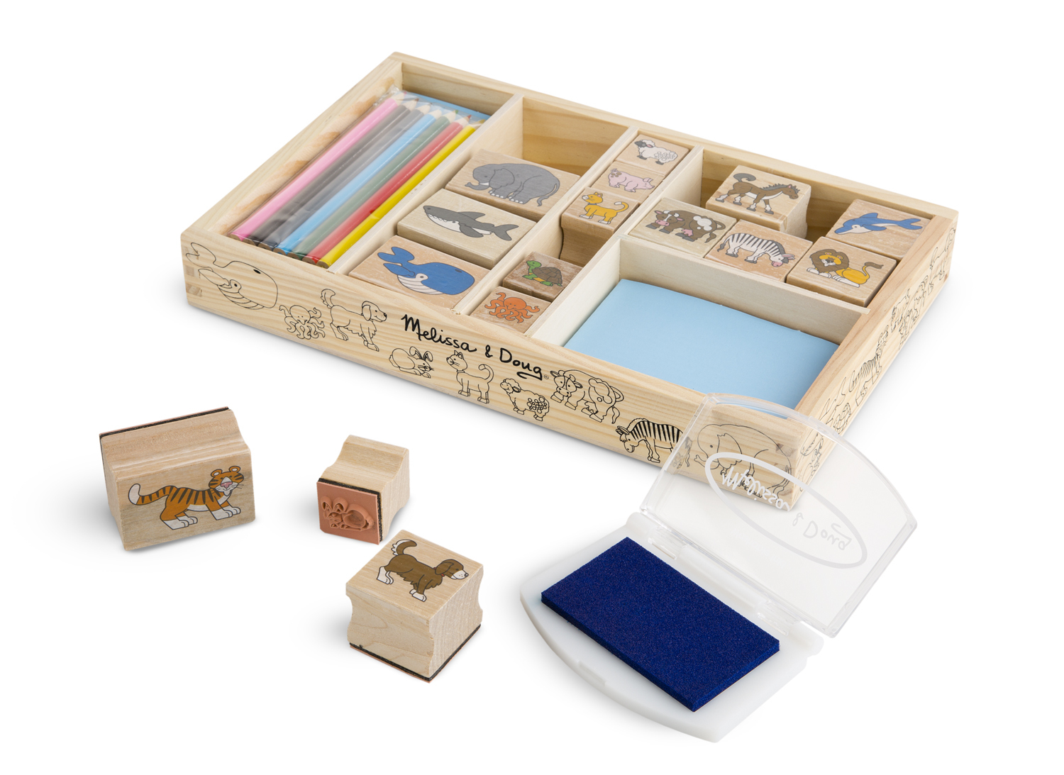 MELISSA & DOUG Houten Stempelset - Dieren