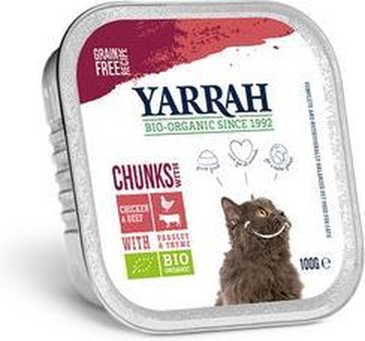 YARRAH cat kuipje brokjes kip/rund kattenvoer 100 gr
