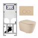 Geberit QeramiQ Dely Swirl Toiletset - 36.3x51.7cm - Geberit UP320 inbouwreservoir - met Burda frame - 35mm zitting - bedieningsplaat beige - ronde knoppen - mat beige