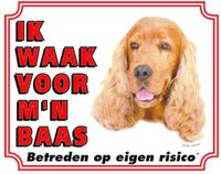 Stickerkoning.nl Engelse Cocker Spaniel Waakbord - Ik waak voor mijn Baas