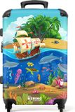 NoBoringSuitcases.com® Kindertrolley jongens - Reiskoffer kinderen - Piratenboot - Hardcase - ABS - 72L - 67cm