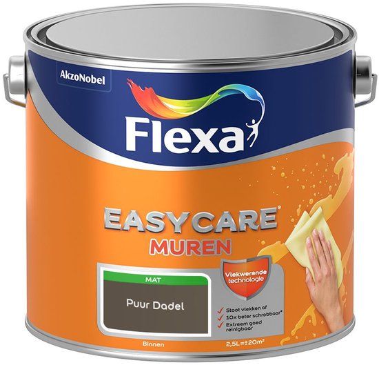 FLEXA Easycare Muurverf - Mat - Puur Dadel - 2,5 liter