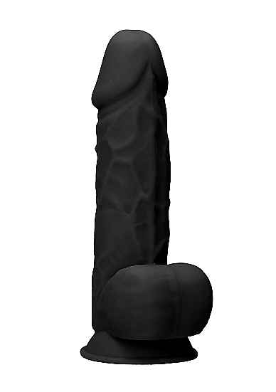 RealRock - Ultra Silicone Dildo With Balls - 21,6 cm - Black