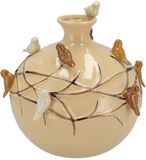 DK design Vaas Spring birds - zandkleurig - keramiek - D23 x H23 cm