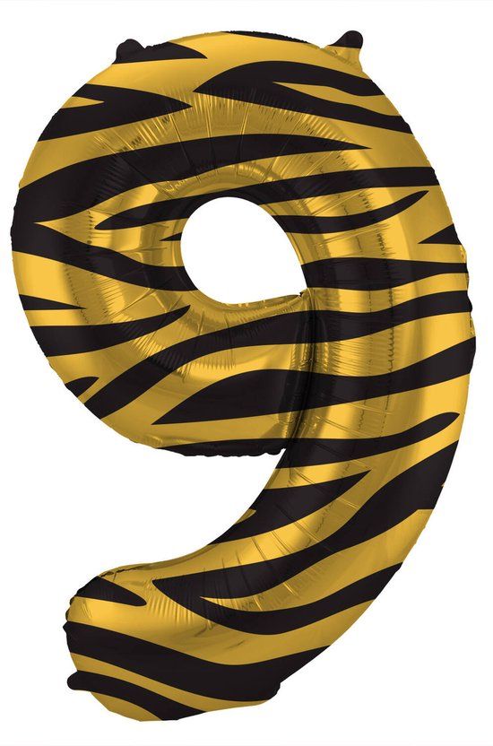 Folat Folieballon Cijfer 9 Tiger Chic - 86 cm