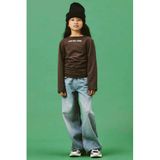 NAME IT KIDS longsleeve met rijgdetail en tekst - bruin