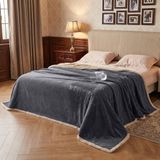 Catalonia Classy Waterdichte beddeken - fleece warme sherpa-deken voor varen camping bank autostoel - 203 x 229 cm Grijs