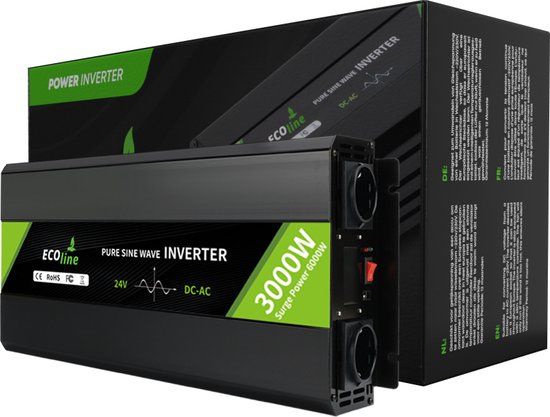 EcoLine - 3000W Power Inverter - 24V to 230V - Pure Sine Wave - Black