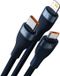 Baseus - Flash - Series 3-in-1 kabel voor snel opladen USB-A naar USB-C / Micro-USB / Lightning 66W 480Mb/s 1,2m blauw