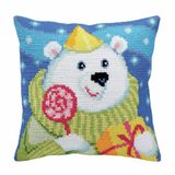 Collection D'Art 5393 Needlepoint Kit Bear, Candy Teddy achtergrond Aqua, eenheidsmaat