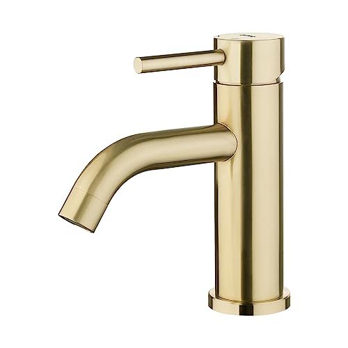 Ibergrif Badkamer Mengkraan - Wastafelkraan - Geborsteld RVS - Chroom/Goud
