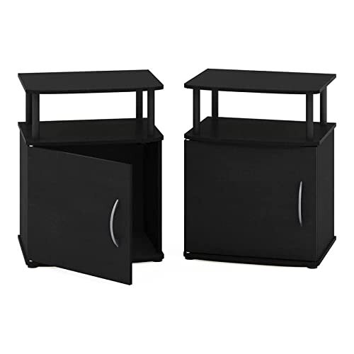 Furinno JAYA Utility Design bijzettafel, nachtkastje, zwart, set van 2, 48 (B) x 61,2 (H) x 39,4 (D) cm