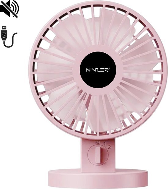 Ninzer® Super Stille - Mini Fan USB Ventilator - Tafelventilator | Roze