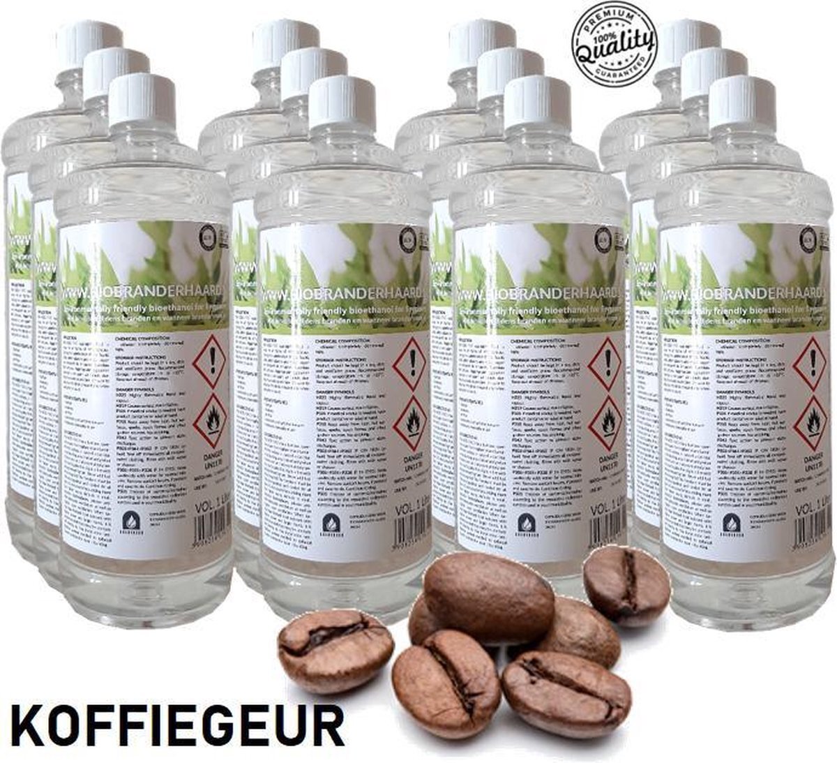 BIOBRANDERHAARD TIJDELIJKE SUPER BOL.COM PRIJS! 12 flessen bio ethanol met zachte koffiegeur | Premium bio - ethanol | 12 x 1 liter | premium kwaliteit Bio ethanol| | bio ethanolhaard vulling | sfeerhaarden bio ethanol | sfeerhaardvulling