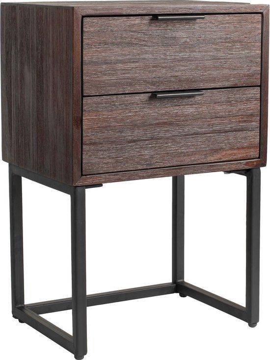 Feliz Lifestyle Webster Bijzettafel/Nachtkastje - Teak Hout - Bruin - Industrieel