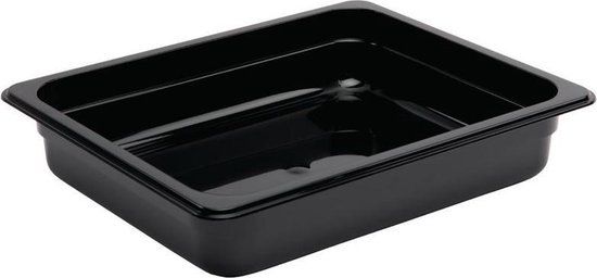 Vogue GN 1/2 Zwart Polycarbonaat Vershoudbakje - 6.5cm