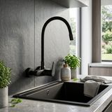 Aquanello Robinet de cuisine mural noir avec bec flexible Casa BL-1301-CS