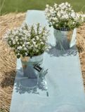 Santex Tafelloper/decoratie stof - op rol - lichtblauw - 30 cm x 10 m - non woven polyester