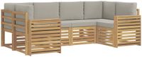vidaXL - Buiten - bank - set - 6 - st - Wit - en - Lichtgrijs - Polyester