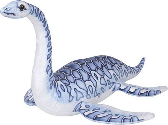 Nature Planet Plesiosaurus Knuffel - Printed - (L40cm) - mt M - Blauw/Wit - Dinosaurus - Pluche - 3+ jaar