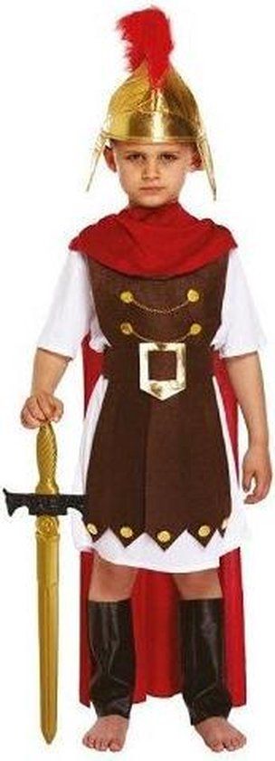 4-Delig Romeinse Gladiator Kostuum - Jongens - 4-6 Jaar - Bruin/Rood