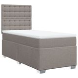 vidaXL Boxspringbed met matras, taupekleurig, 120x200 cm, met stoffen bekleding