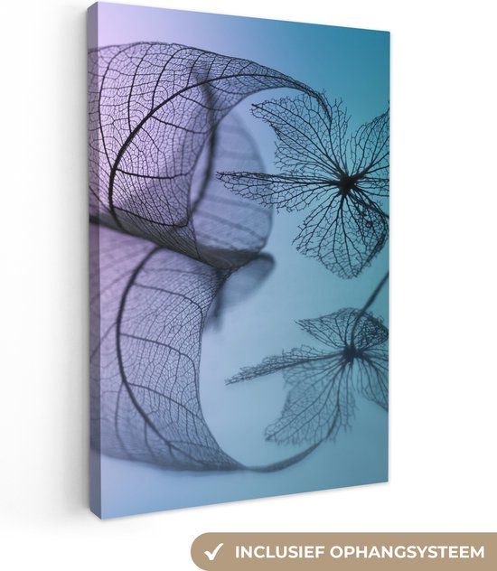 OneMillionCanvasses Canvas schilderij - Bladeren - Paars - Blauw - Bloemen - 80x120 cm