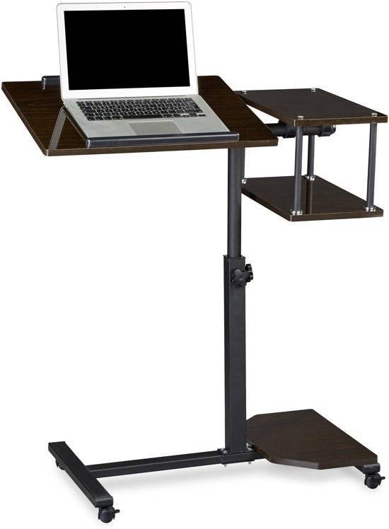 Relaxdays laptoptafel XL, hoogte verstelbaar, hout, laptop standaard beamertafel zwart