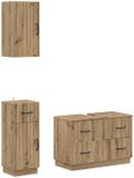 vidaXL - 3-delig - badkamerkast - set - HOORN - Artisanaal - eiken - Bewerkt - hout