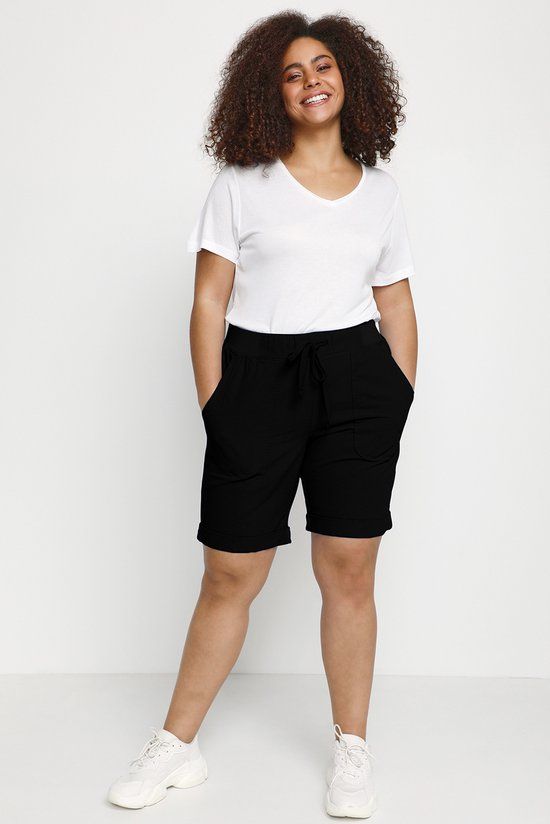 Kaffe Curve broek Nana knielang - Zwart - Maat 52 (XXL) - Dames