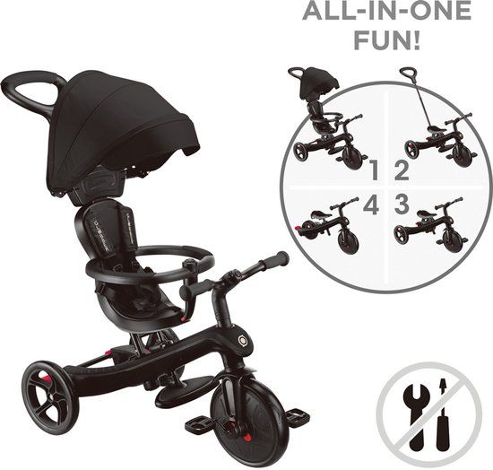 Globber Driewieler - Trike 4 in 1 - Zwart