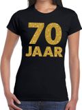 Bellatio Decorations Shoppartners Bv 70 jaar goud glitter verjaardag t-shirt zwart dames - verjaardag / jubileum shirts L